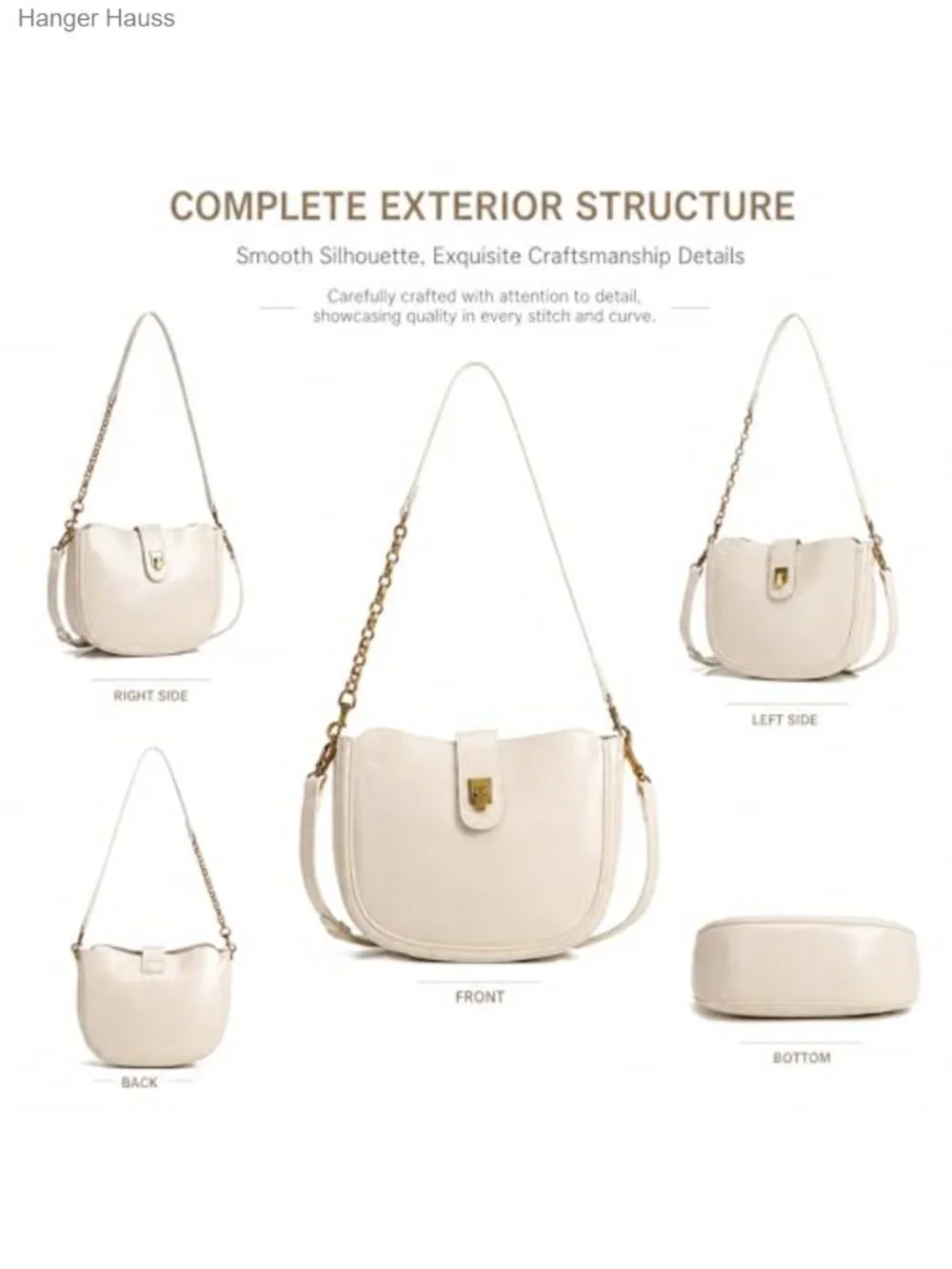 Faux Leather Hobo Shoulder Bag, Crescent Crossbody Purse with Adjustable Strap,